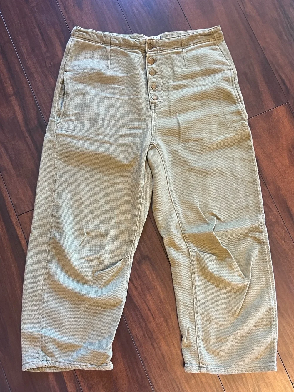 Free People Osaka midrise barrel pants in olive green, size 29, excellent cond